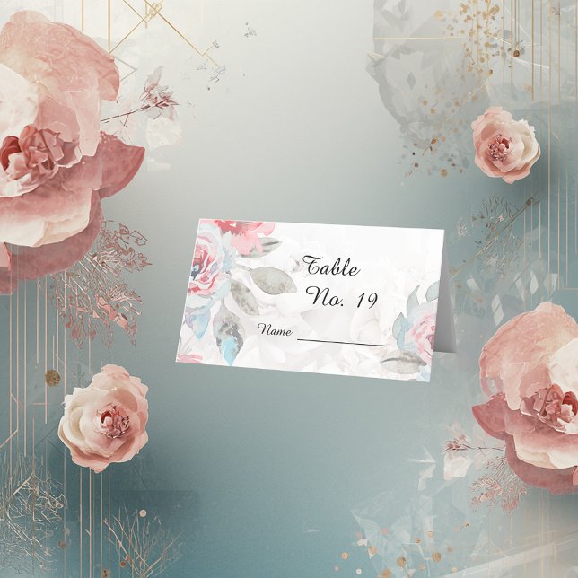 Carte De Placement Fleur sauvage rose   de pivoine florale mariage (Créateur téléchargé)