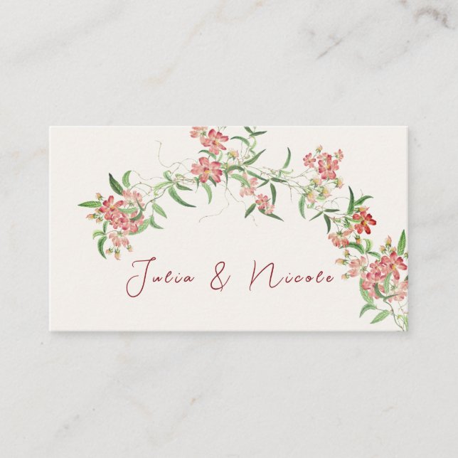 Carte De Placement Fleur sauvage rose Rose Spring Garland Mariage (Devant)