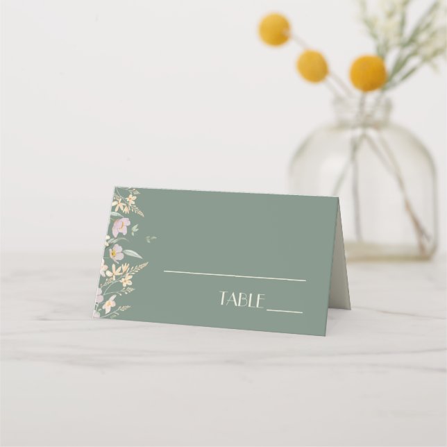 Carte De Placement Fleur sauvage Sage Deco Mariage Place Card Tente (Devant)