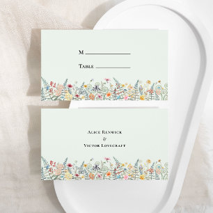 Carte De Placement Fleur sauvage simple Fern Mint Green Mariage plat