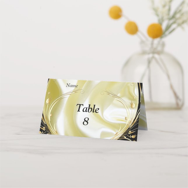 Carte De Placement Fleurs Abstraites d'argent ou d'or sur - Silk & Ar (Devant)