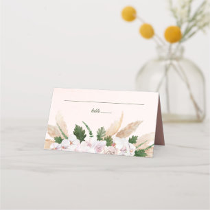 Carte De Placement Fleurs aquarelles roses et dorées luxuriantes