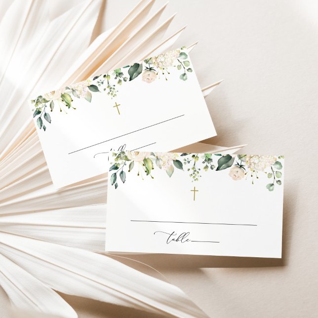Carte De Placement Fleurs blanches, Fleurs crème, Bohème, Floral Bapt (Créateur téléchargé)
