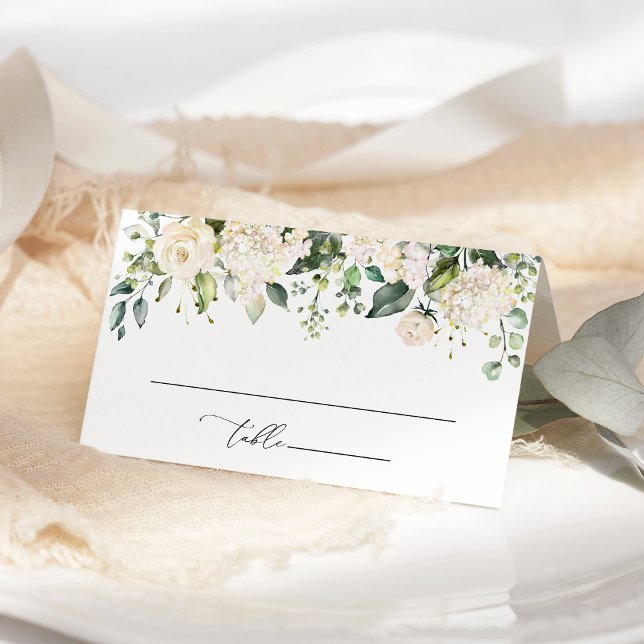 Carte De Placement Fleurs blanches, fleurs crème, Boho, douche de mar (Créateur téléchargé)