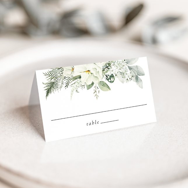 Carte De Placement Fleurs Blanches Luxuriantes et Décor de Mariage Ve (Créateur téléchargé)