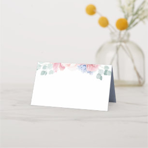 Carte De Placement Fleurs bleu rose roux Élégant Mariage romantique
