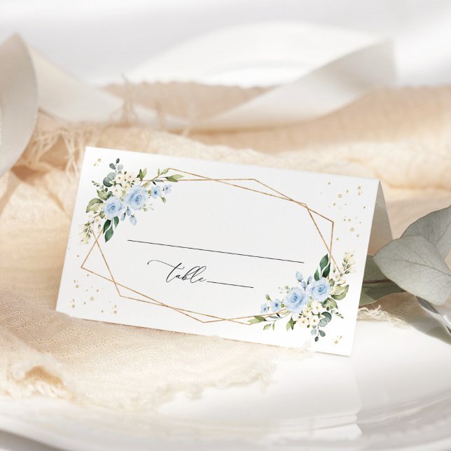 Carte De Placement Fleurs Bleues, Fleurs Blanches, Bohème, Réception  (Créateur téléchargé)