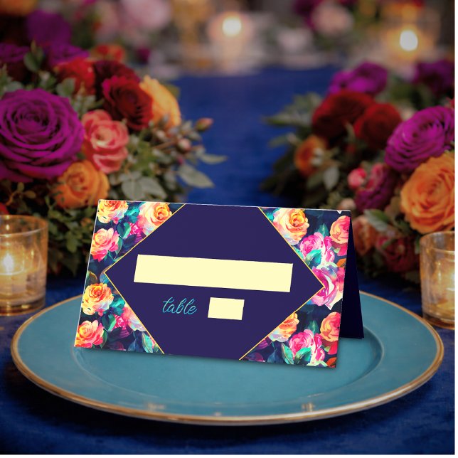 Carte De Placement Fleurs colorées élégantes mariage (Créateur téléchargé)
