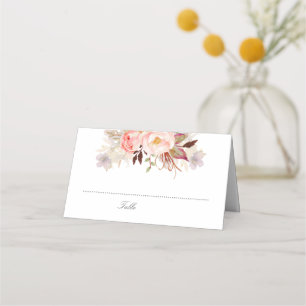 Carte De Placement Fleurs d'aquarelle rose pâle Élégant Romantique