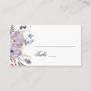 Carte De Placement Fleurs d'aquarelle violet. Mariage floral lavande