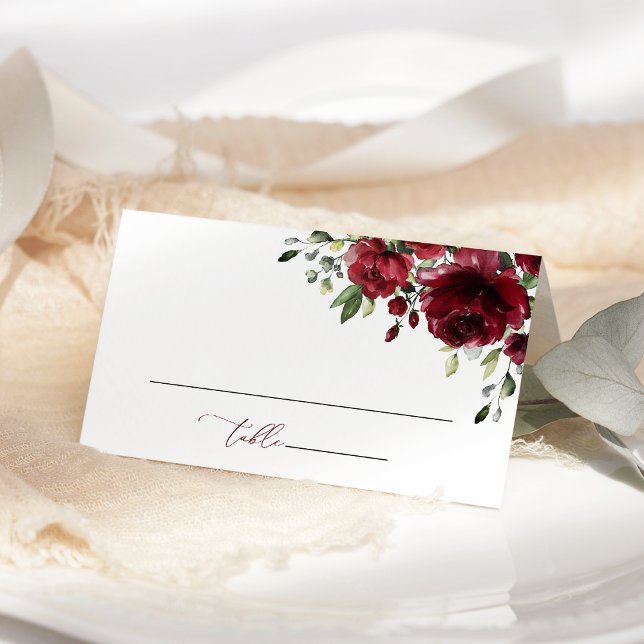 Carte De Placement Fleurs de Bourgogne, Fleurs Rouges, Mariage Floral (Créateur téléchargé)