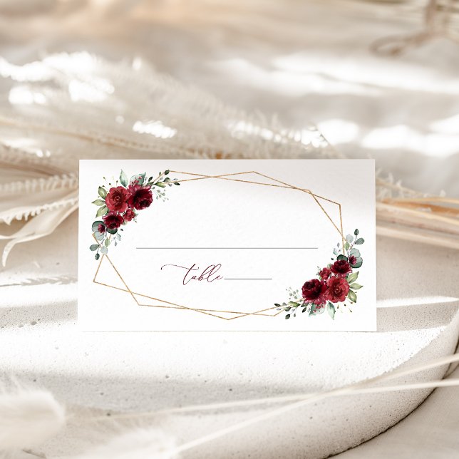 Carte De Placement Fleurs de Bourgogne, Fleurs Rouges, Réception de M (Créateur téléchargé)