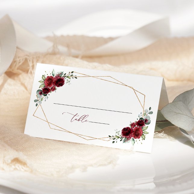 Carte De Placement Fleurs de Bourgogne, Fleurs Rouges, Réception de M (Créateur téléchargé)