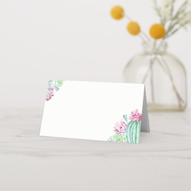 Carte De Placement Fleurs de cactus roses Succulents Mariage d'aquare (Devant)