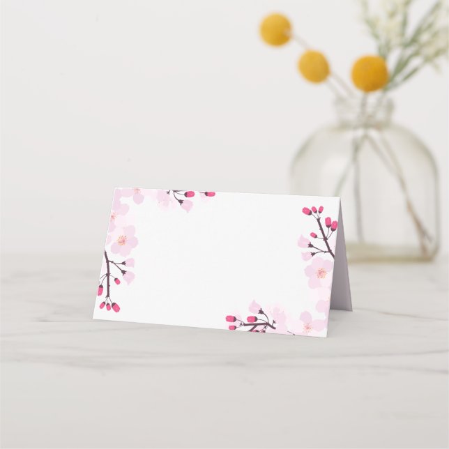 Carte De Placement Fleurs de cerisier rose Whimsical Mariage personna (Devant)