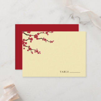 Carte De Placement Fleurs de cerisier rouge Sakura Mariage asiatique
