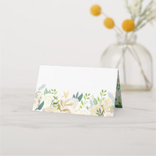 Carte De Placement Fleurs de crème et Mariage de fleurs vertes