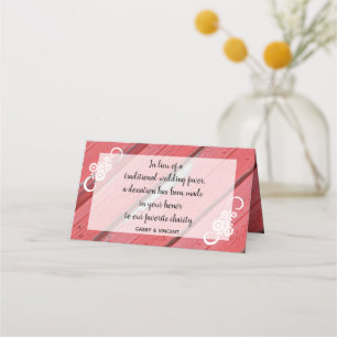 Carte De Placement Fleurs de Grange Rouge Bois Mariage Charité Favori
