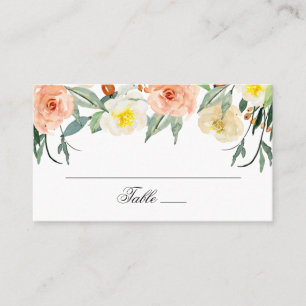 Carte De Placement Fleurs de jardin aquarelle. Mariage floral