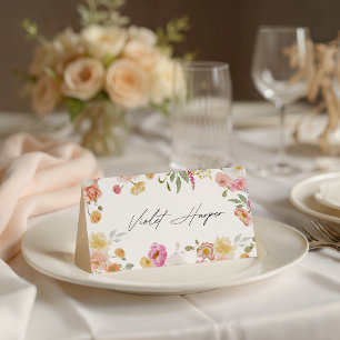 Carte De Placement Fleurs de jardin colorées Mariage 