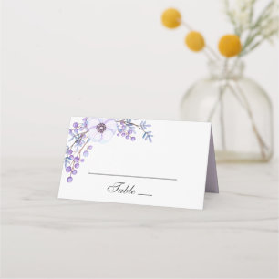 Carte De Placement Fleurs de jardin pourpres. Mariage floral violet