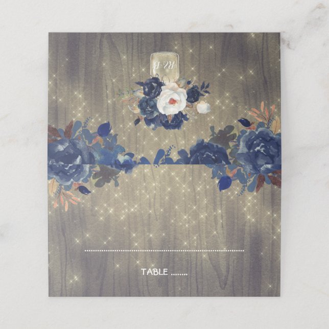 Carte De Placement Fleurs de la Marine Bois rustique Mason Jar Mariag (Extérieur déplié)