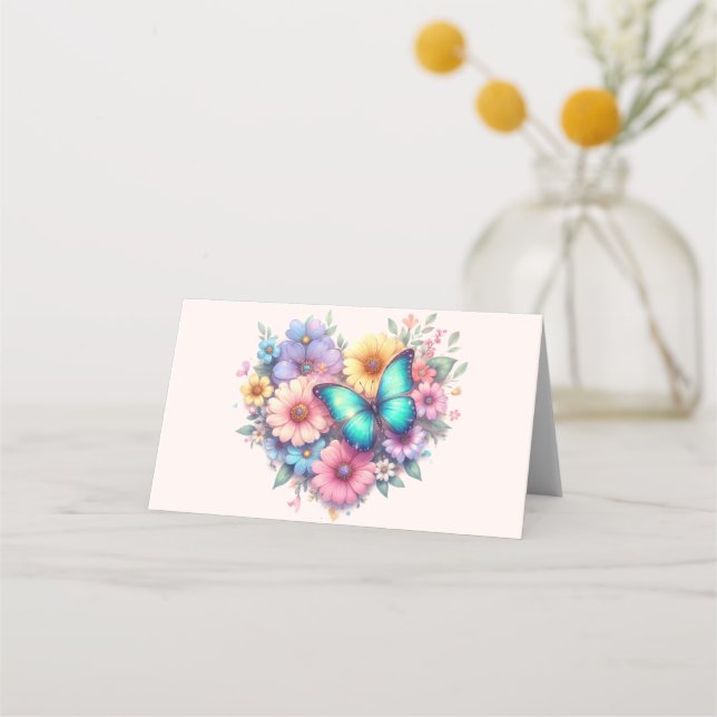 Carte De Placement Fleurs de marguerite avec un beau papillon (Devant)