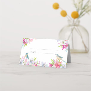 Carte De Placement Fleurs de mariage Lys et oiseaux Aquarelle
