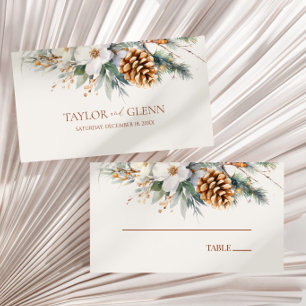 Carte De Placement Fleurs de pins d'hiver Mariage floral