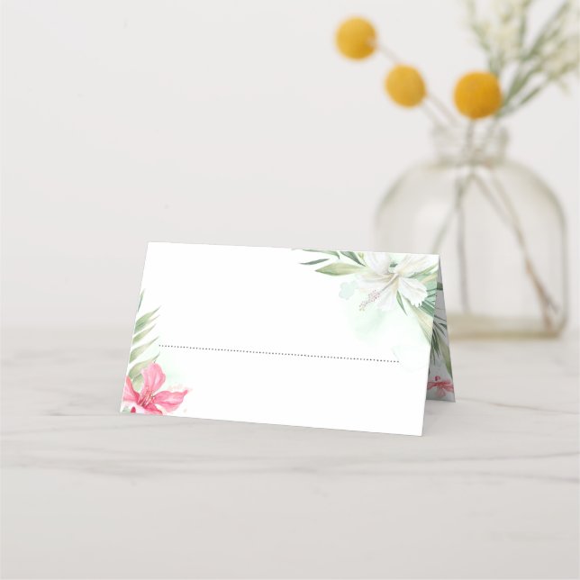 Carte De Placement Fleurs de plage tropicales Mariage de destination (Devant)