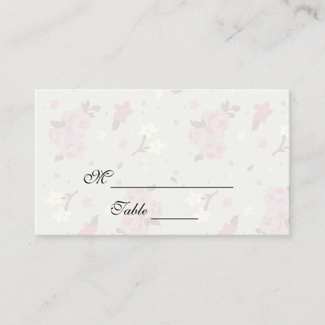 Carte De Placement Fleurs de printemps rose et crème vert (Devant)