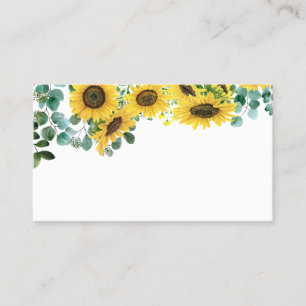 Carte De Placement Fleurs de soleil d'aquarelle et Garland d'Eucalypt