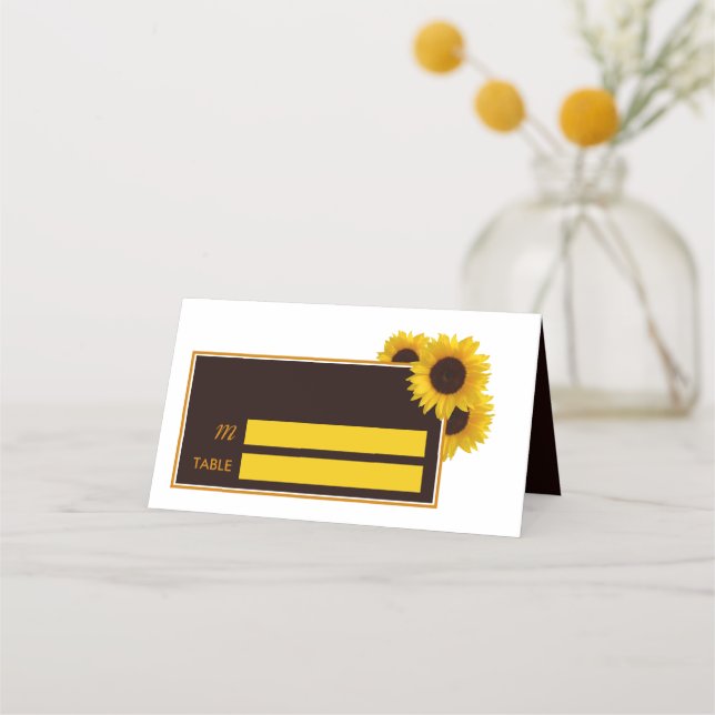 Carte De Placement Fleurs de soleil rustiques - Mariage floral (Devant)