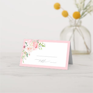 Carte De Placement Fleurs Élégantes de Jardin Rose pour Baby Shower d
