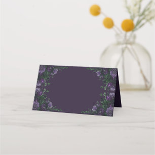 Carte De Placement Fleurs élégantes violettes foncées Mariage gothiqu