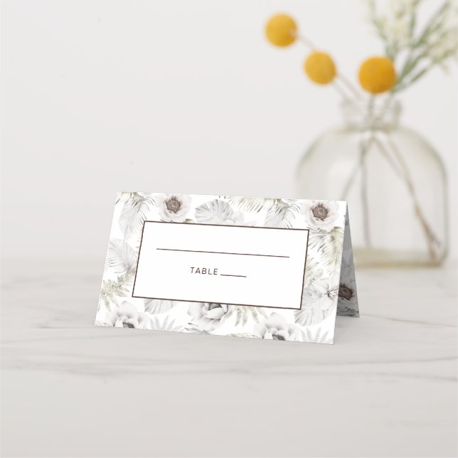 Carte De Placement Fleurs et plumes blanches (Devant)