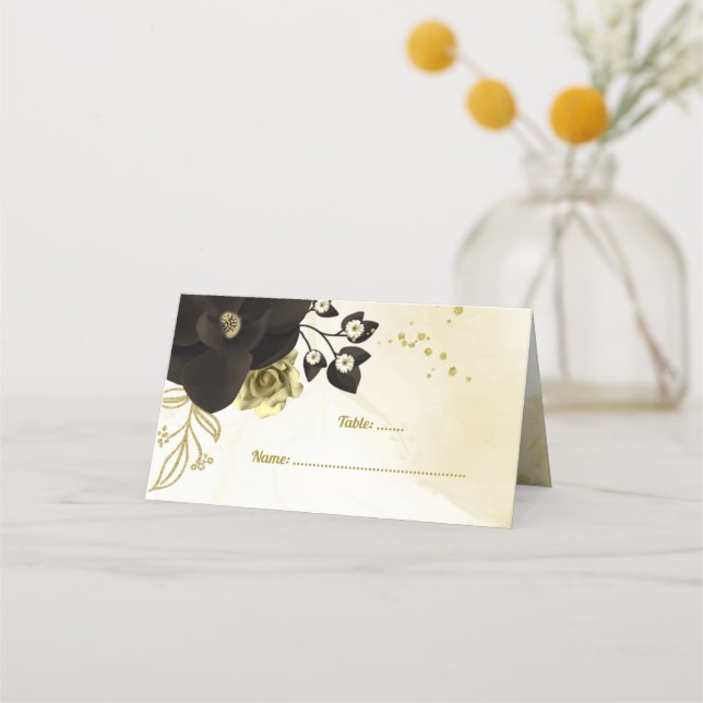 Carte De Placement fleurs Extraordinaires d'ivoire brun (Devant)