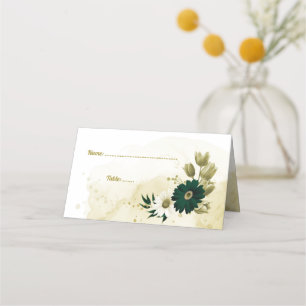 Carte De Placement fleurs Extraordinaires en ivoire vert émeraude