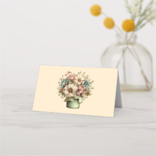 Carte De Placement Fleurs fantaisistes dans un pot de planteur mignon