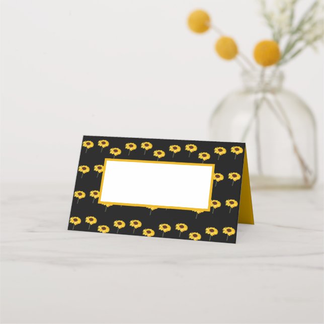 Carte De Placement Fleurs jaunes sur le noir (Devant)
