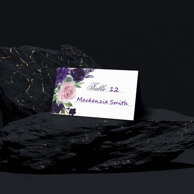 Carte De Placement Fleurs luxuriantes | Bouquet pourpre et rose (Créateur téléchargé)