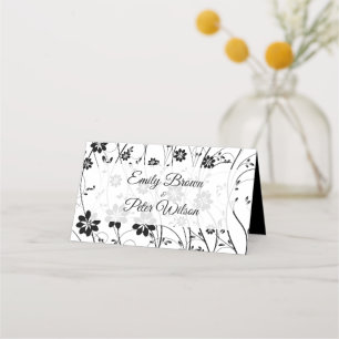 Carte De Placement Fleurs noires simples