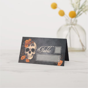 Carte De Placement Fleurs orange Élégant tableau et nom lieu