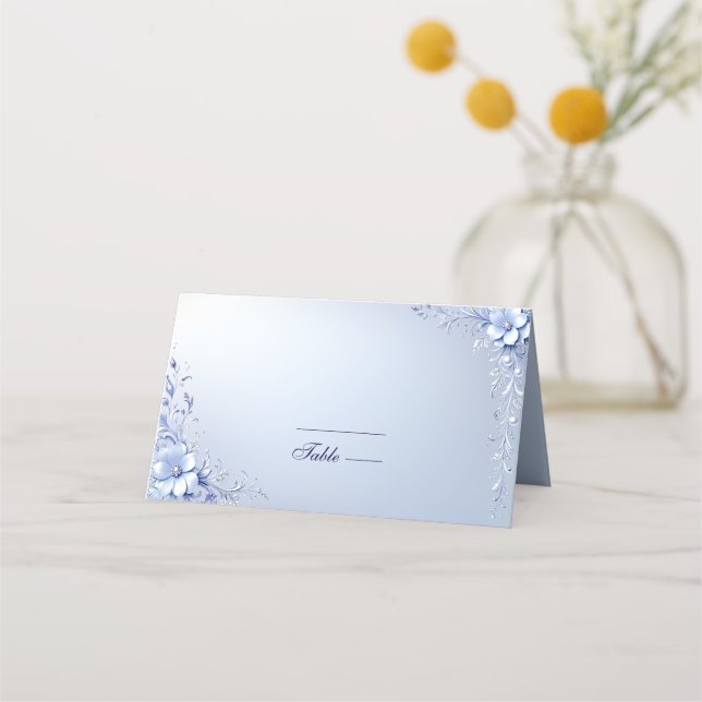 Carte de placement Fleurs Ornementales Bleues avec (Devant)