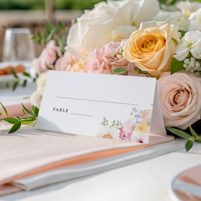 Carte De Placement Fleurs pastel colorées  (Créateur téléchargé)