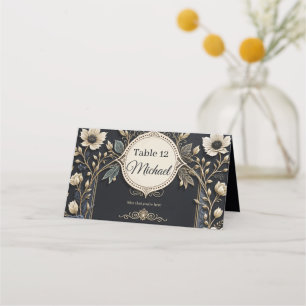 Carte De Placement Fleurs romantiques vives sur un arrière - plan ble