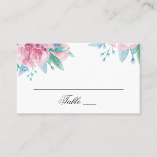 Carte De Placement Fleurs roses à l'aquarelle. Mariage floral rose te