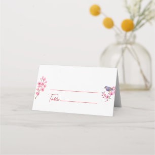 Carte De Placement Fleurs roses Aquarelle Mariage féminine