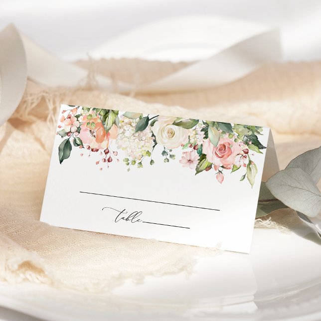Carte De Placement Fleurs roses, Fleurs blanches, Bohème, Laverie de  (Créateur téléchargé)