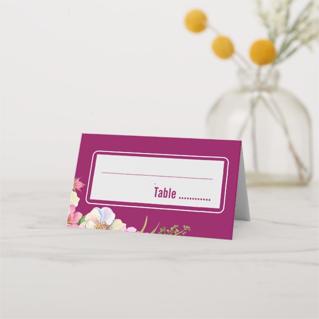 Carte De Placement Fleurs roses Mariage photo simple (Devant)